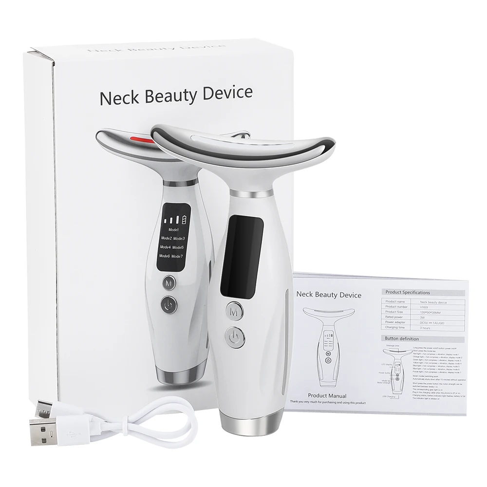 Neck Face Beauty Device 7 Modes Neck Facial Lifting Massager Double Chin Remover Wrinkle Removal LED Light Skin Lift Tightening neck face massager,face lifting roller,electrotherapy skin care tool