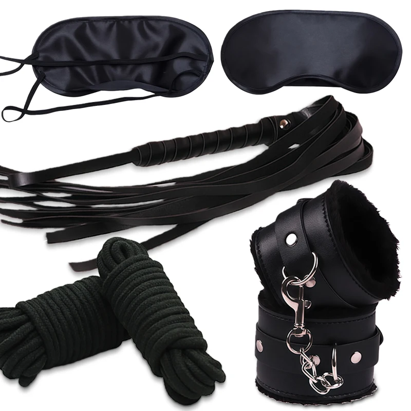 Set bondage per coppie con manette in pelle e benda occhi_voghion.com