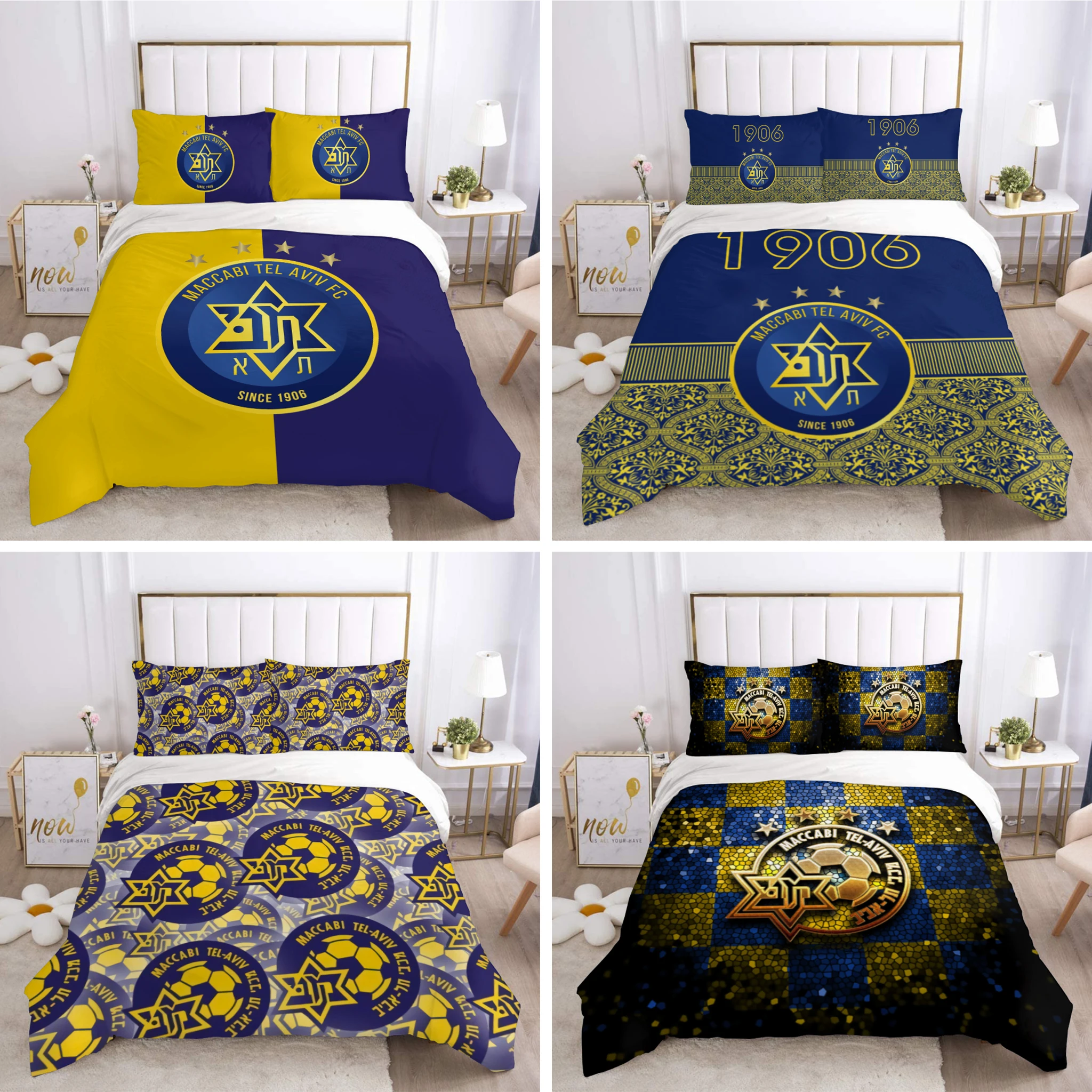 

3D Printed Maccabi Tel Aviv Bedding Set Duvet Cover Bedroom Comforter Single Twin King ​Size Quilt Cover Home Textile 2/3PCS