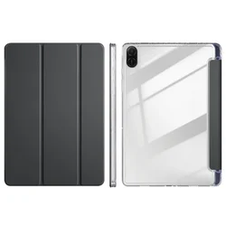 Acrylic Clear Back Hard Cover 11 - Inch Tablet Case with Pen Holder and Trifold Stand for HonorPad X8a 11 inch (Black)