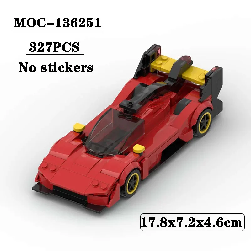 

MOC-136251 Block Red Sports Car Decoration 8 Grid Car Creative Model 327PCS Children's and Boys' Birthday Christmas Toy Gift