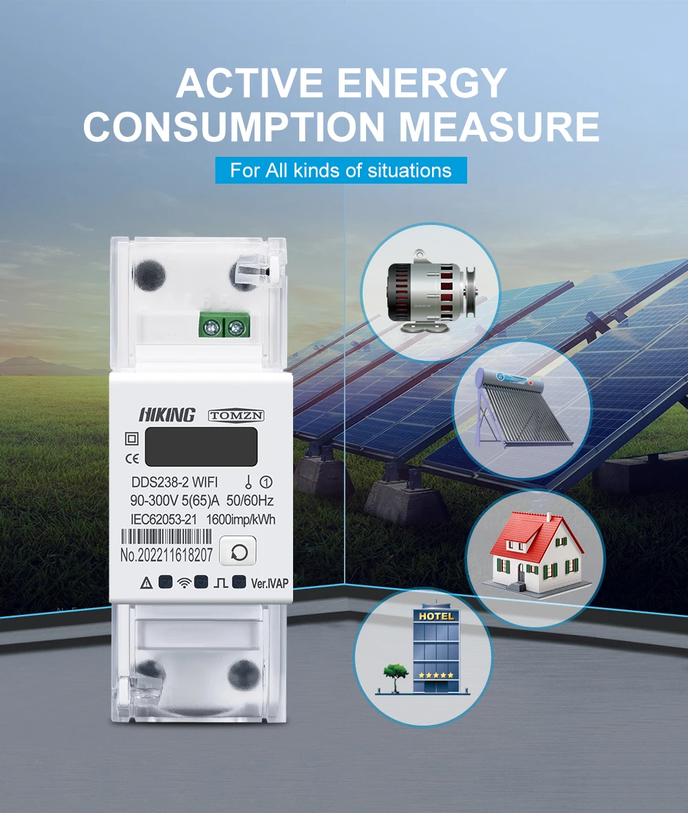 Single Phase 65A Din Rail WIFI Smart Energy Meter timer Power Consumption Monito