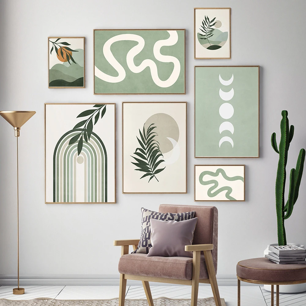 

Abstract Line Geometric Sun Rainbow Boho Posters Canvas Painting Wall Art Print Pictures Living Room Interior Home Decoration