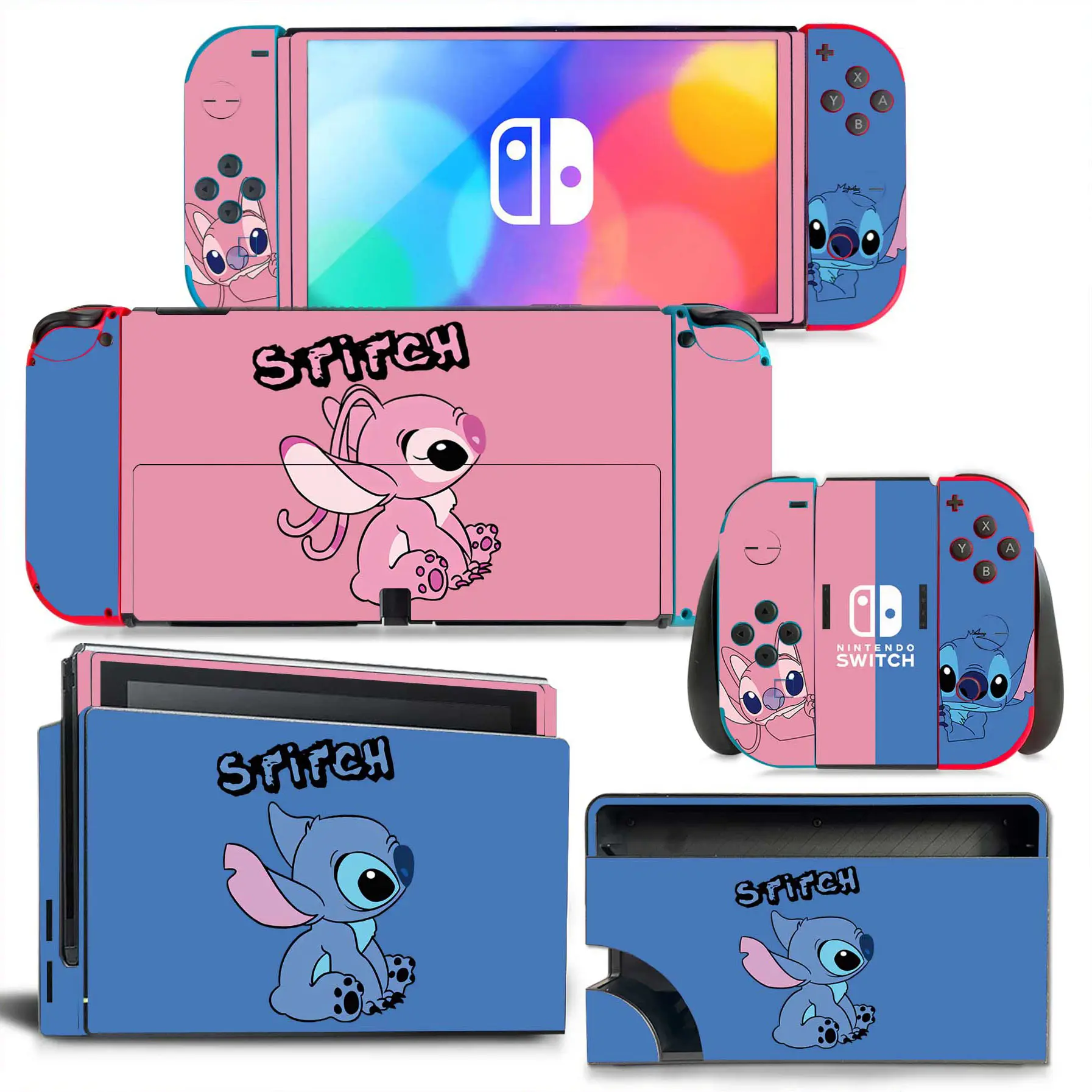 Stitch sticker skin Charging Dock Station Cover Protective Shell for Nintendo Switch Oled NS Console Crystal Protector Skin