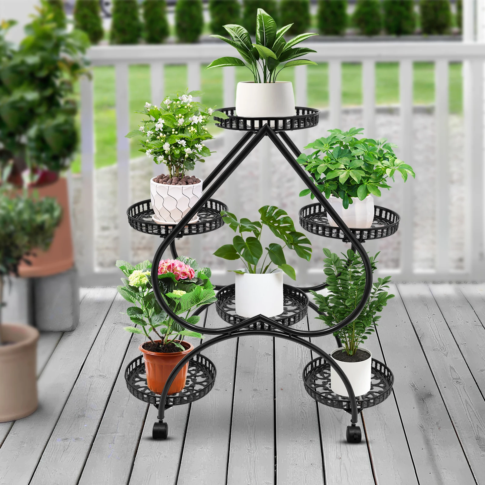 6-Pot 4-Tier Heart Plant Stand 1