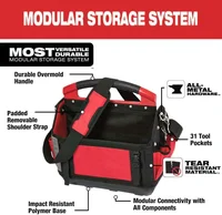 48-22-8315 for  15-Inch 31-Pocket Ballistic Material Tote, Multi-Pockets Wide Mouth Tool Tote, Adjustable Shoulder Strap 2
