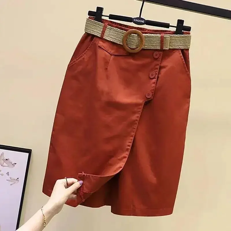 Ins Skirts Pants Women Autumn Solid Asymmetric Trendy Design Simple High Waist Korean Elegant Leisure All-Match Streetwear Chic