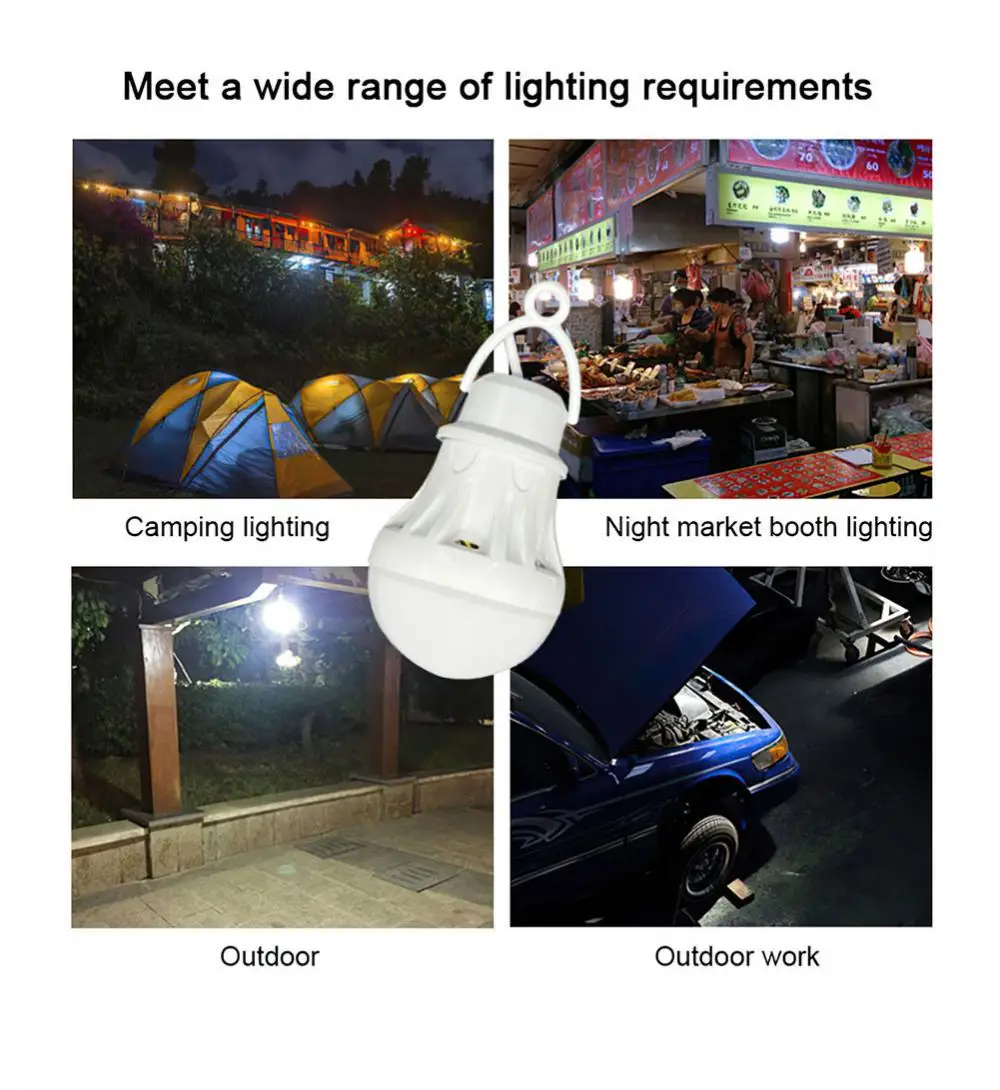 Camping light 5V 3W USB Emergency Bulb Hanging Tent Light Barbecue Fishing Repair Outdoor Portable
