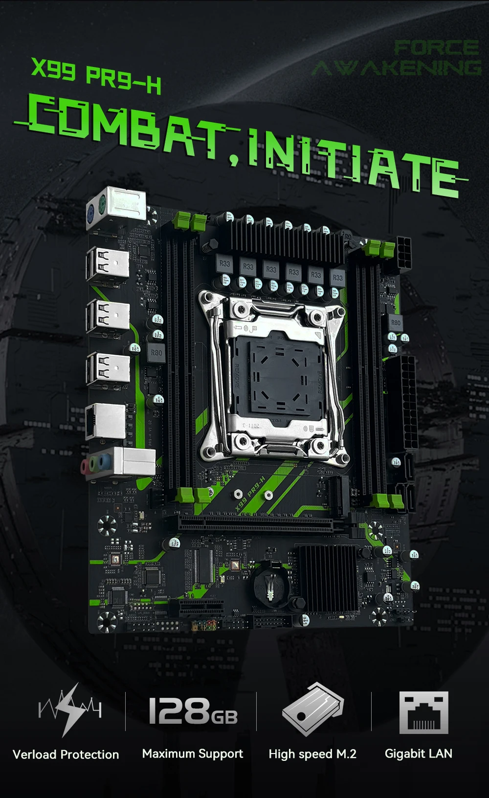 Description Picture 3 of itemMACHINIST X99 PR9-H Motherboard Set kit Xeon E5 2620 V3 LGA 2011-3 CPU DDR4 16GB ECC RAM Memory NVME SATA M.2 dual channel