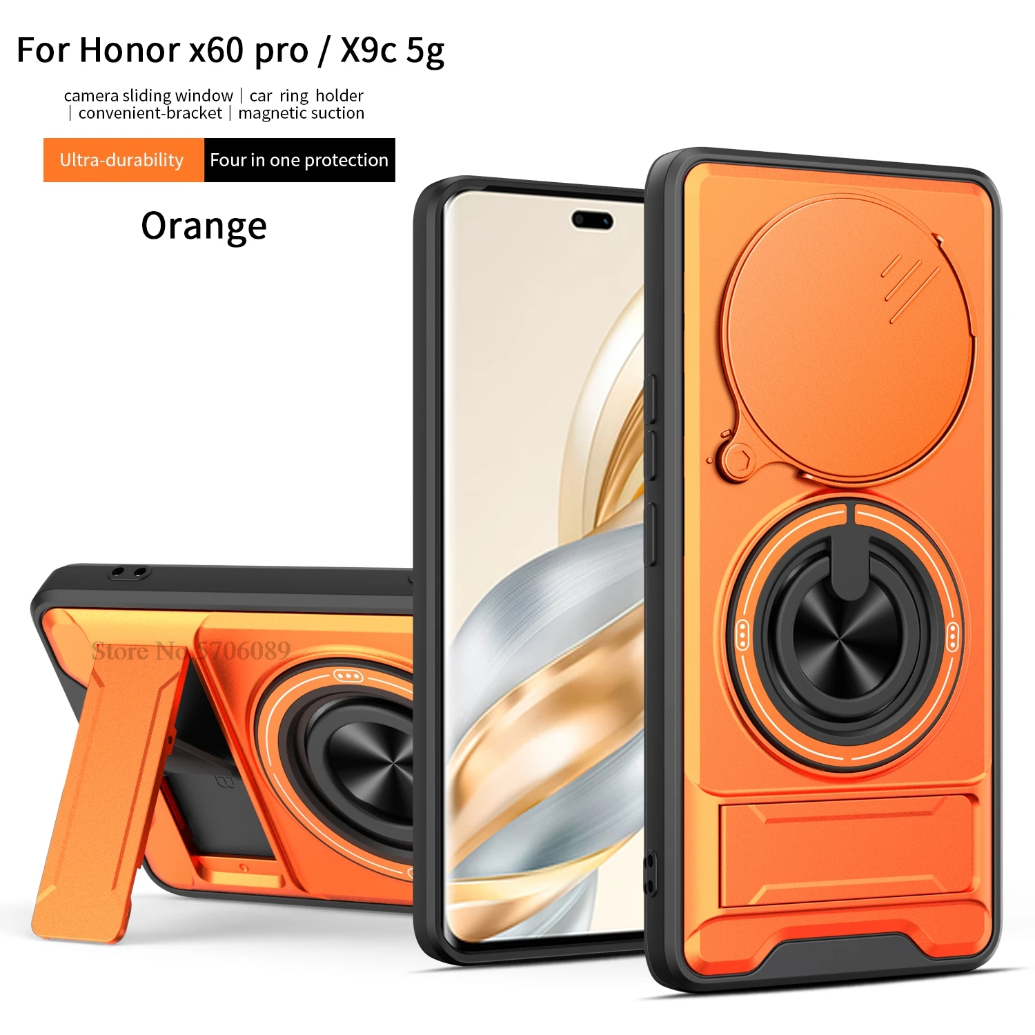 Armor Case For Honor X9C Case Shockproof Magnetic Slide Lens Protector Phone Cover For Honor X9C 5G Case Coque Fundas With Ring - Image 3
