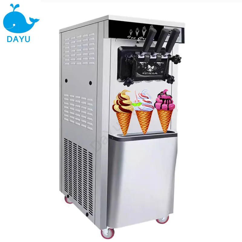Commercial Soft ice cream machine Large Output Three Flavors GQ618 Freeze Equipments Vertical Sweet Cone Maker