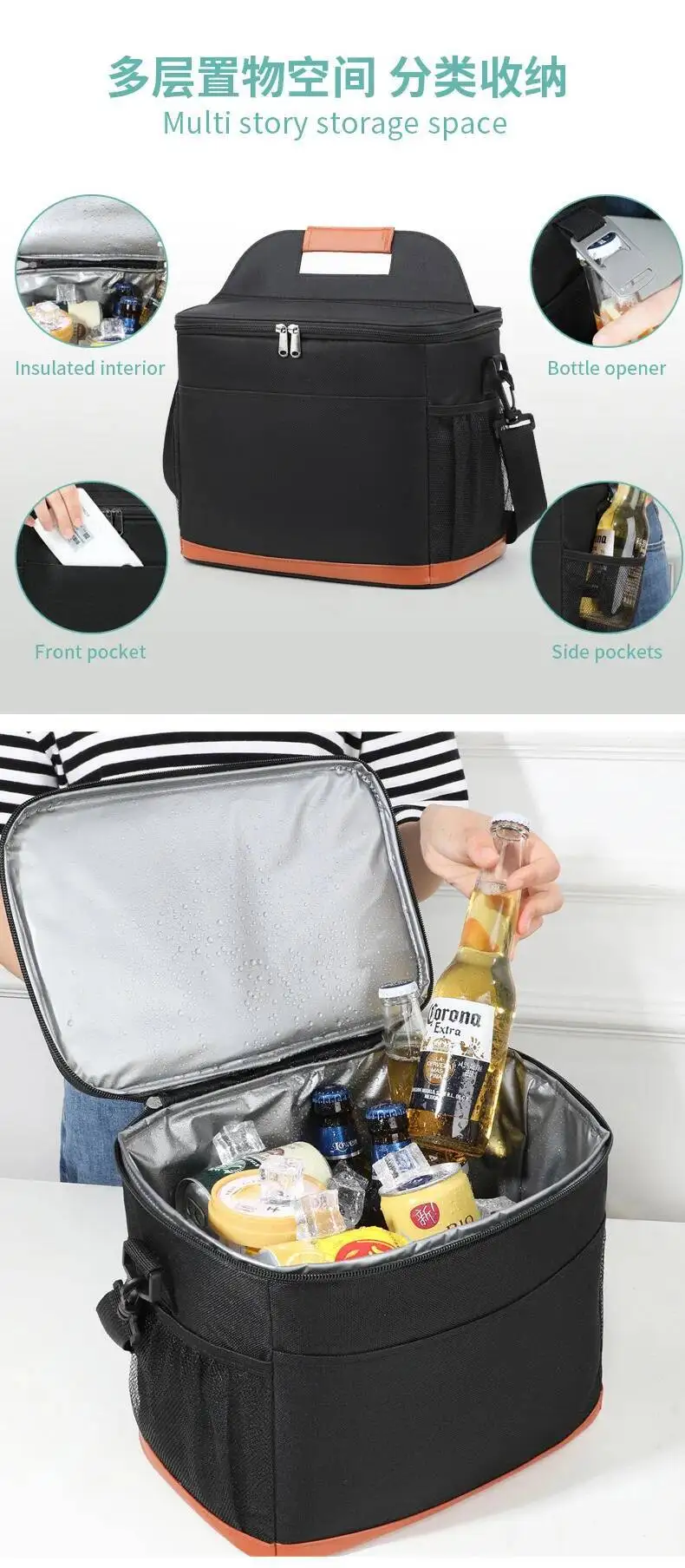Einfache Oxford Tuch Verdickte Aluminium Lebensmittel Frische Fall Outdoor Picknick Tasche Große Kapazität Platz Isolierte Eis Tasche – Detail 12