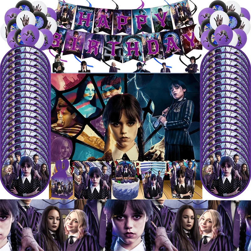 The Movie Wednesday Addams Birthday Party Decor Wednesday Disposable Gift Bag Loot Candy Bag for Kid Baby Shower Supplies