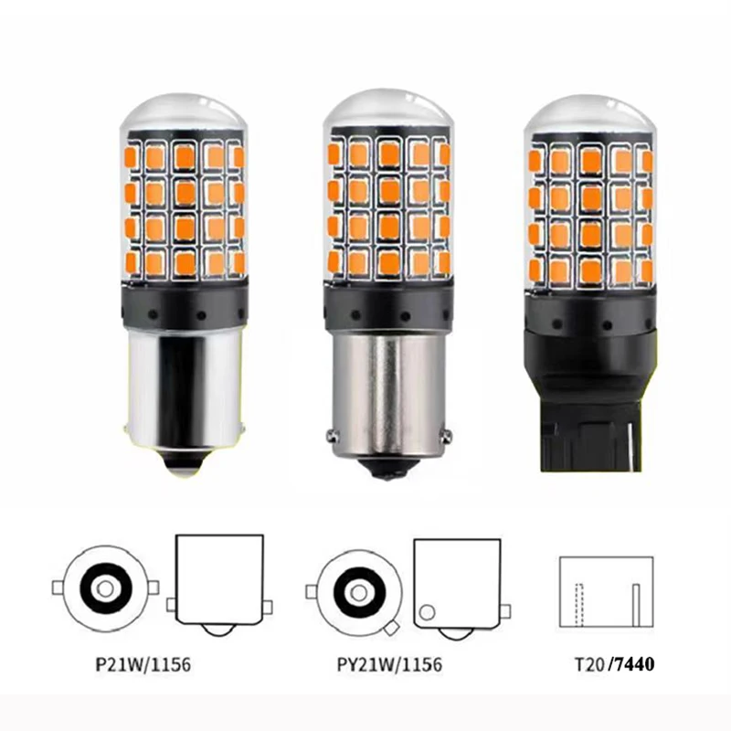 3157 LED 전구 54smd Canbus 램프 역방향 방향 지시등, 1156 BA15S P21W BAU15S PY21W 7440 W21W P21/5W 1157 BAY15D 7443, 1 개