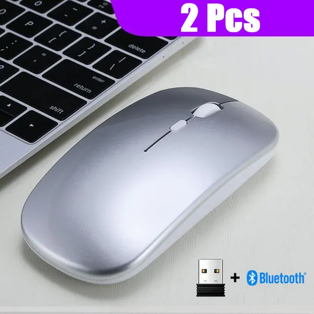 2.4GHz Wireless  + Bluetooth 5.0 Wireless Mouse For Tablet Laptop Computer Ultra Thin Wireless Mice AAA Battery Version 10