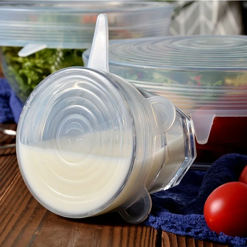 Description Picture 2 of item6Pcs Silicone Stretch Lids, Food Bowl Covers, Reusable Food Saving Covers, Retractable Multifunctional Fresh-keeping Lid
