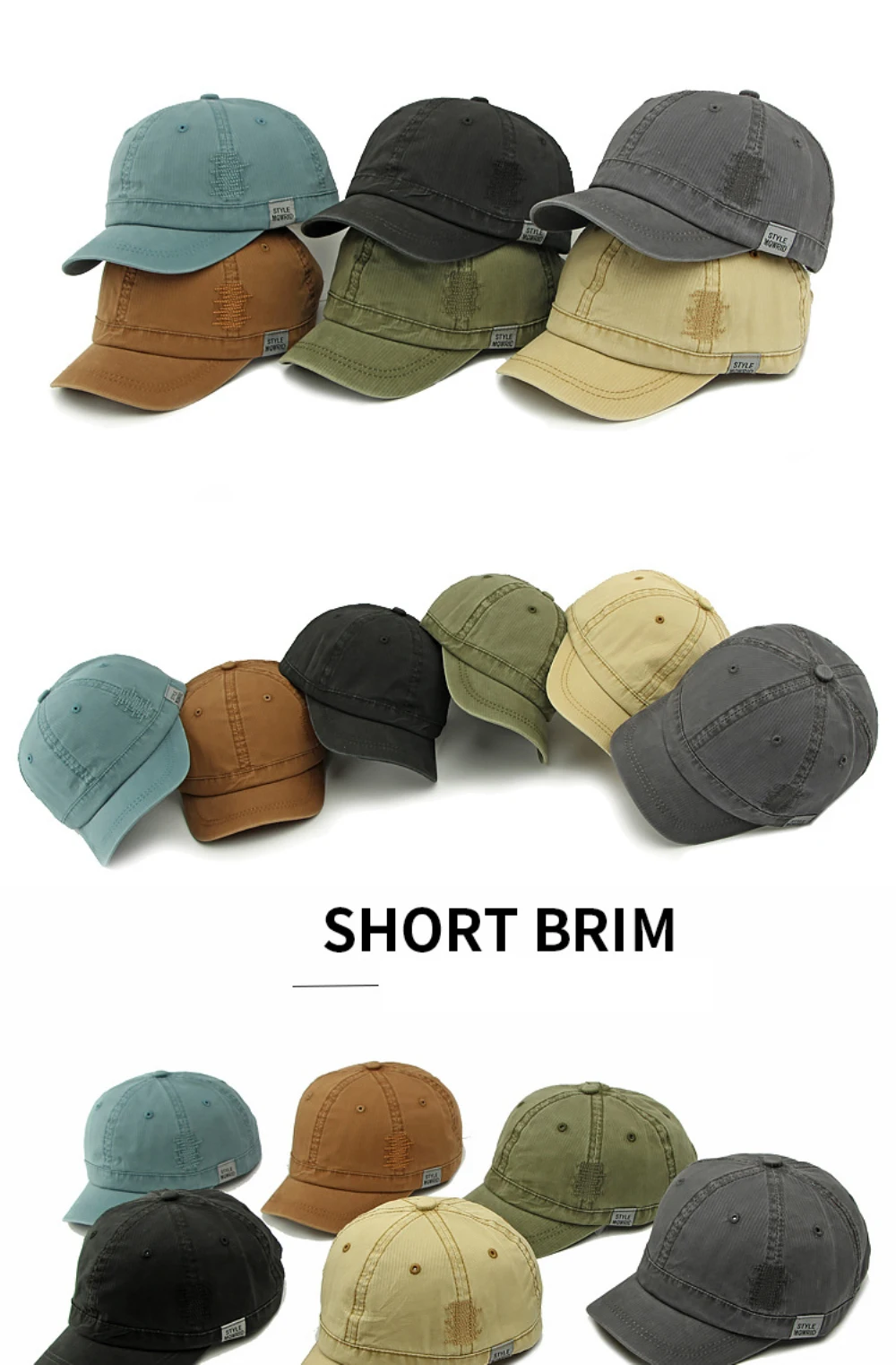 HT4830 Baseballkappe aus 100 % Baumwolle für Herren und Damen, für alle Jahreszeiten, 6 Panels, Baseballmütze, männlich, weiblich, kurze Krempe, Sonnenkappe, verstellbare Snapback-Kappen – Detail 2