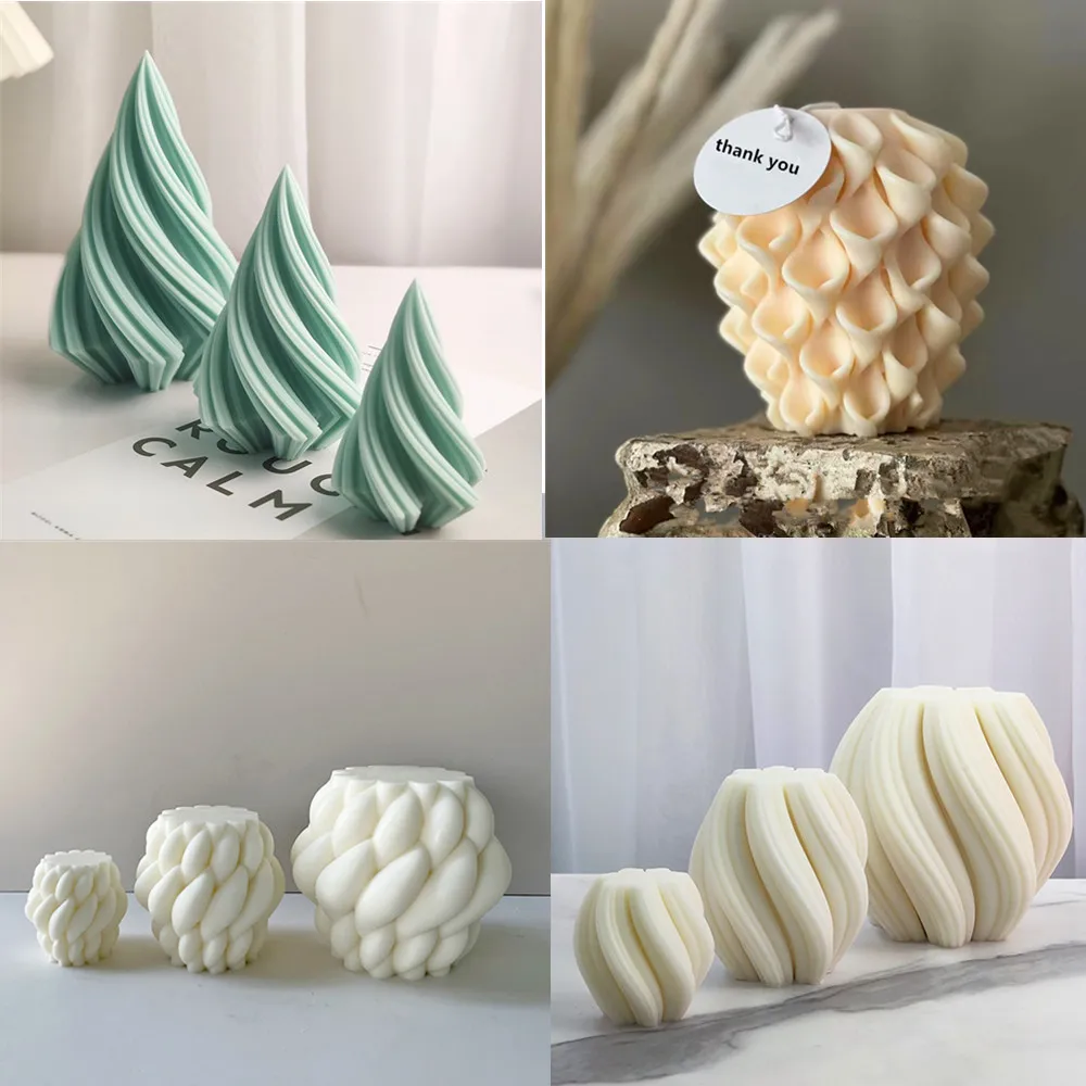 Beautiful3DUniqueCandlesMoldsCarvedWavyCandleAbstractArtGeometricIrregularSilicone