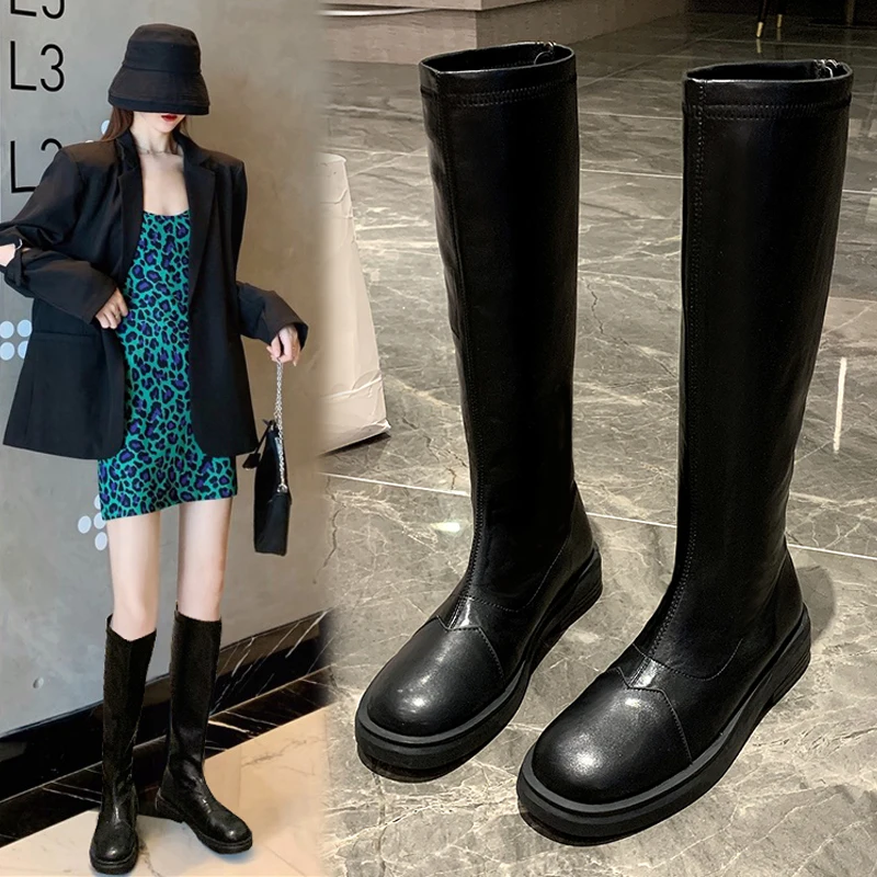 

2023 new but knee-high Martin boots British style long boots female knight boots 4797