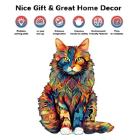 Cat Pattern Wooden Puzzle Animal Shape Wood Puzzles unique Cat Shapes Jigsaw puzzle Alien Animal Jigsaw Puzzle Educational Toys 4
