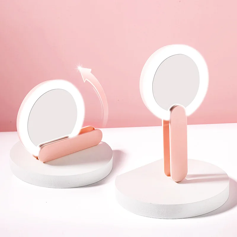 자석 흡착식 다기능 양면 휴대용 접이식 회전 LED 조명 화장 거울
