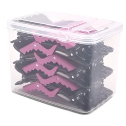 Box of 30 Professional Hair Sectioning Clips - Black and Pink Salon Styling Tools (Purple)
