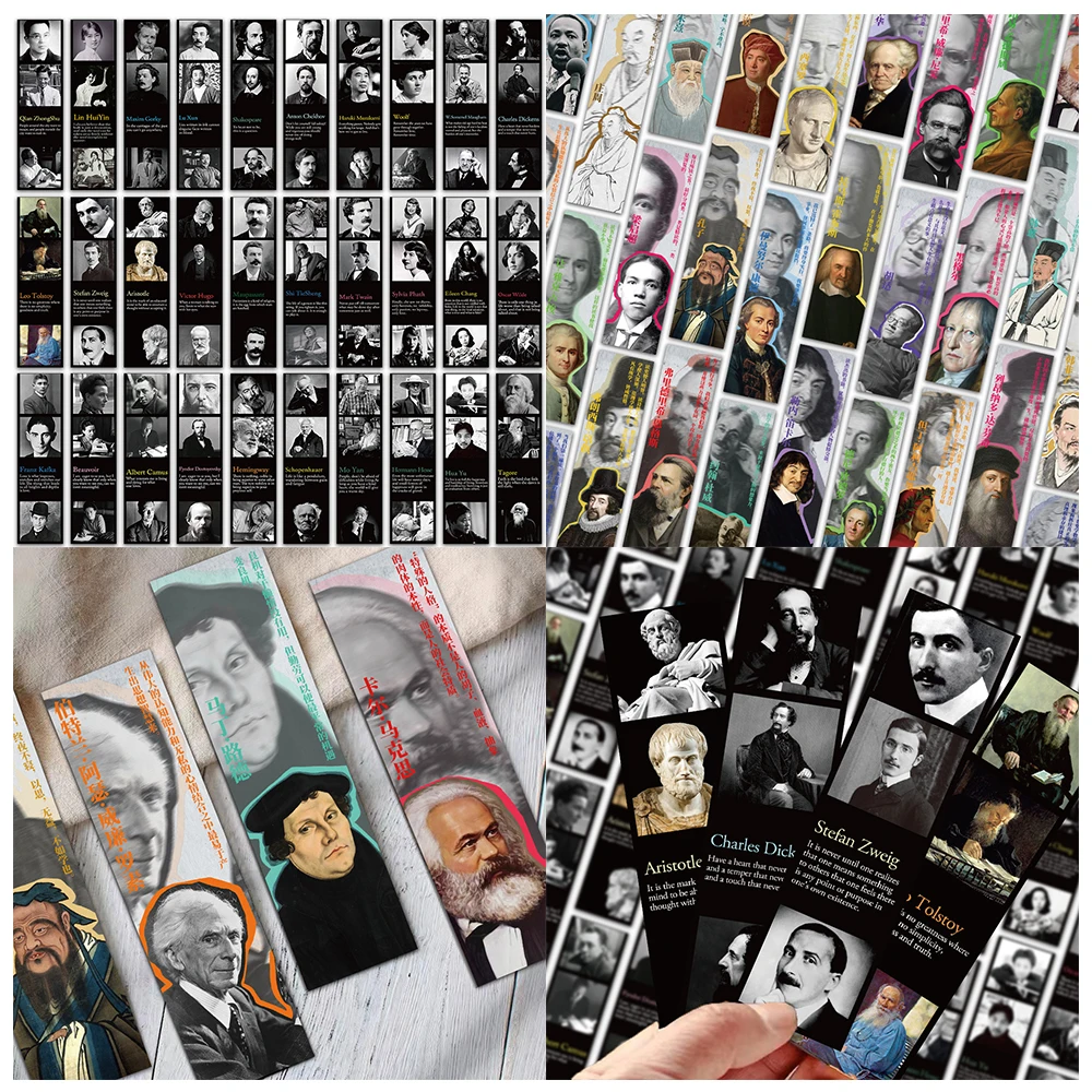 30pcs World Writer And Philosopher Bookmarks Literary Creative Peripheral Reading Book Mark Stationery Supplies Children Gifts