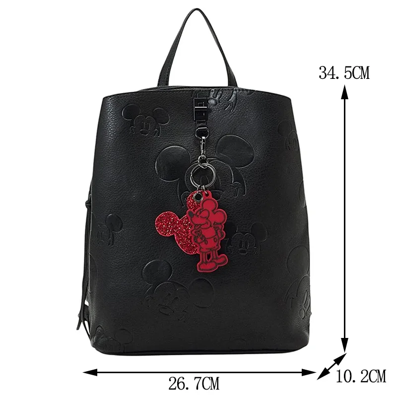 Disney Printed Mickey Women PU Leather Backpack Girl Personalized Fashion Backpack With Pendant Double Shoulder Bag+Handbag 2