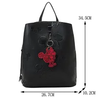 Disney Printed Mickey Women PU Leather Backpack Girl Personalized Fashion Backpack With Pendant Double Shoulder Bag+Handbag 2
