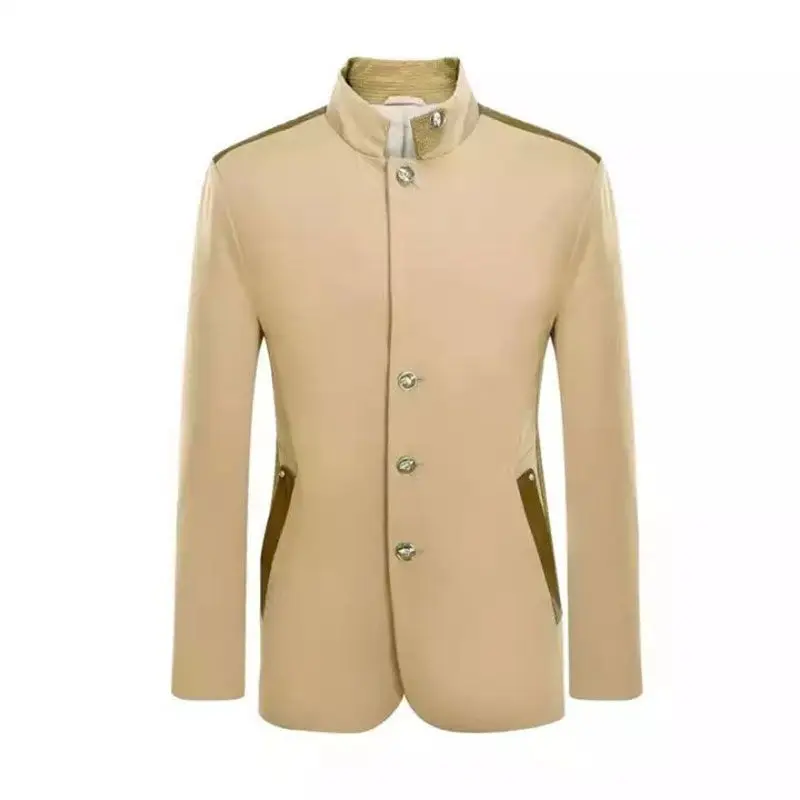 소셜 비즈니스 캐주얼 남성 블레이저 용수철, 얇은 스탠드 칼라, 남성 의류, 긴팔 슬림 가디건, 세트 재킷, 가을 패션