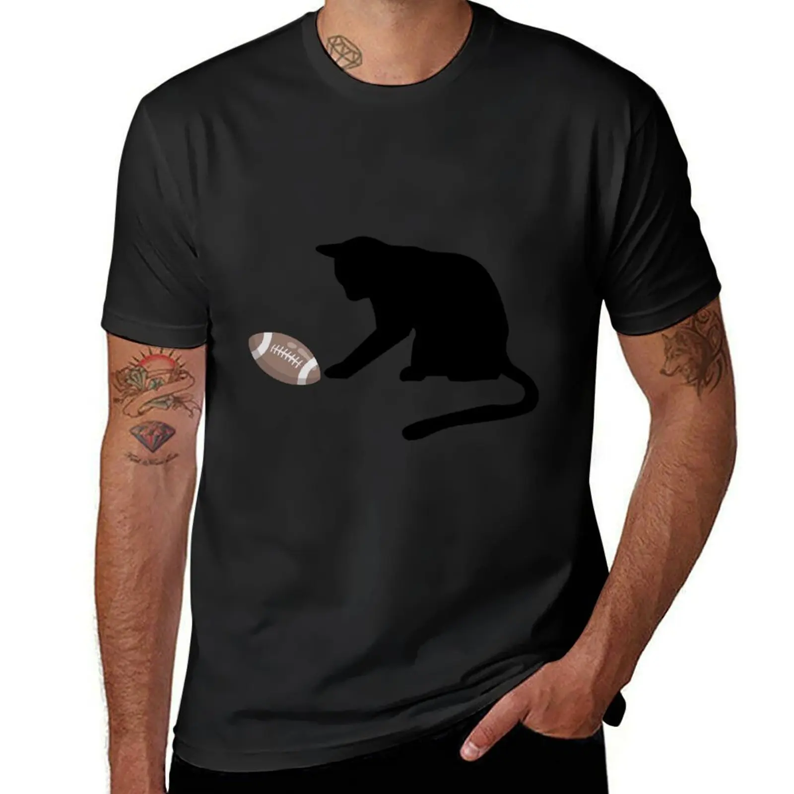 

Black Cat Play American Football T-shirt sublime plus sizes t shirt men
