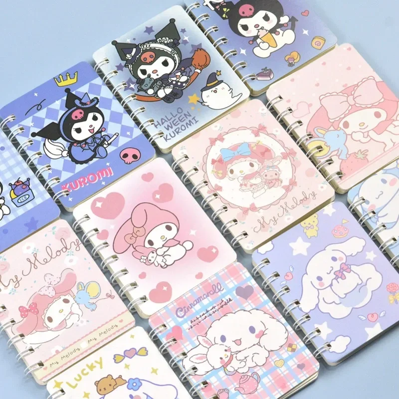 

Kawaii Sanrio Anime Kuromi Cinnamoroll Mini Coil Notebook My Melody Pachacco Cute Cartoon A7 Notepad for Students