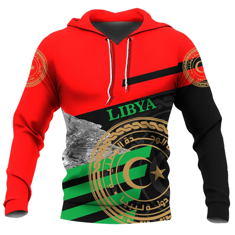 thumbnail image 1 of Sudadera con capucha con estampado de la bandera de Libia, nueva moda de primavera y otoño, sudaderas con capucha con emblema de país africano LY, sudaderas con capucha Y2K, jerséis de manga larga, 1 of 5