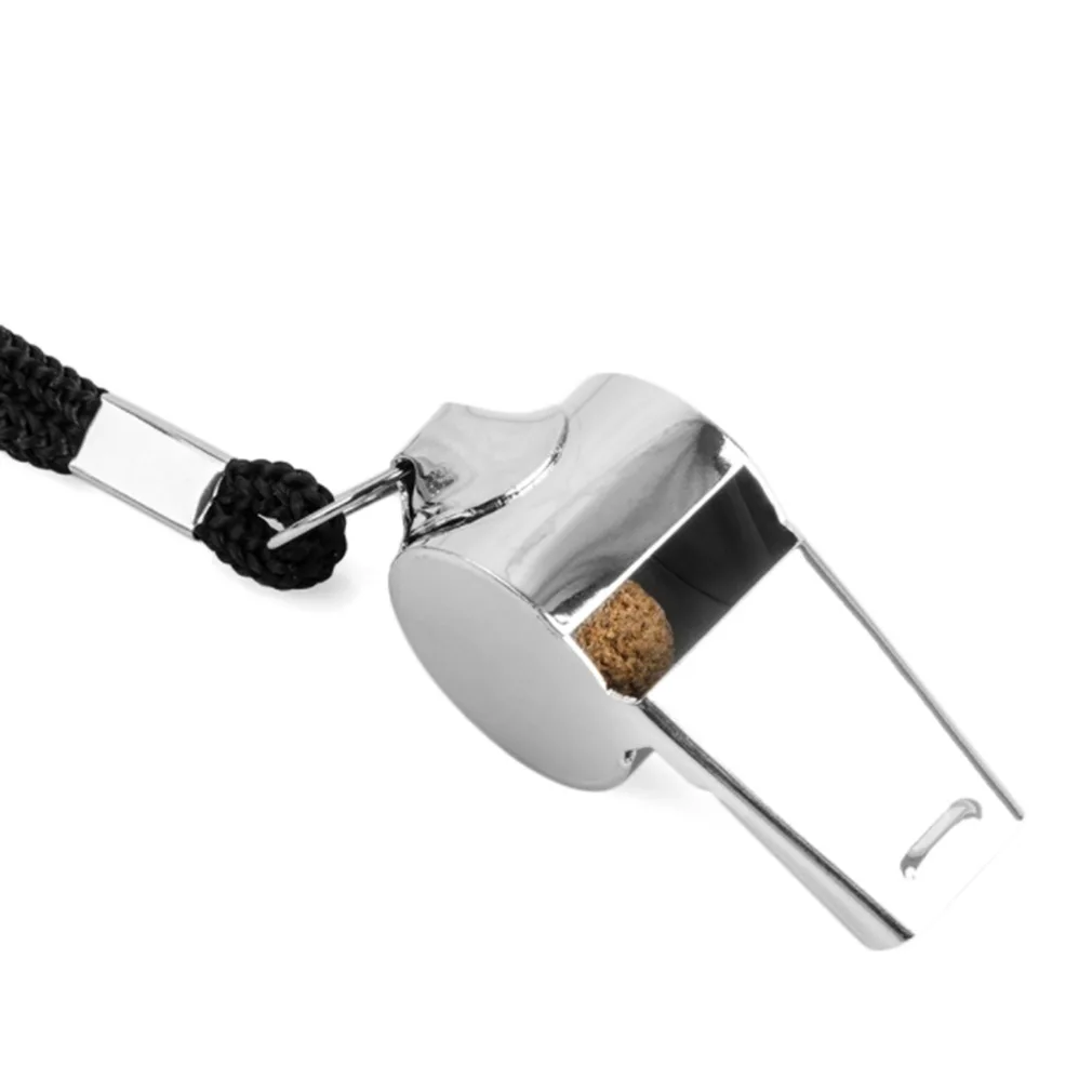Referee Sport Rugby Stainless Steel Metal Whistle with Rope