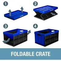 62L Collapsible Storage Bins (3 Pack,Royal Blue) NO LID-Stackable Storage Containers for Organizing, Toy Storage, Garage Storage 6