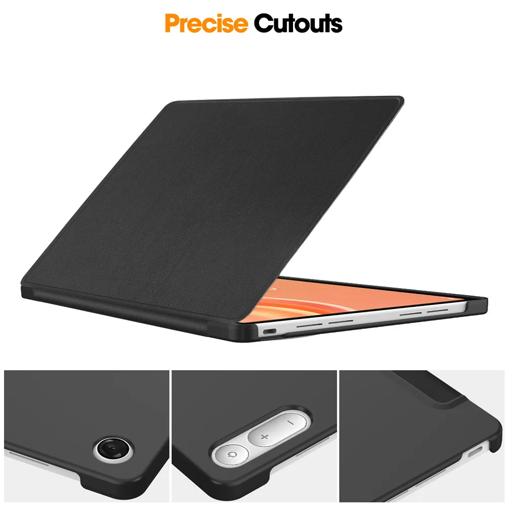 Premium PU Leather Tri-Folding Flip Stand Tablet Case - Hard Back Cover