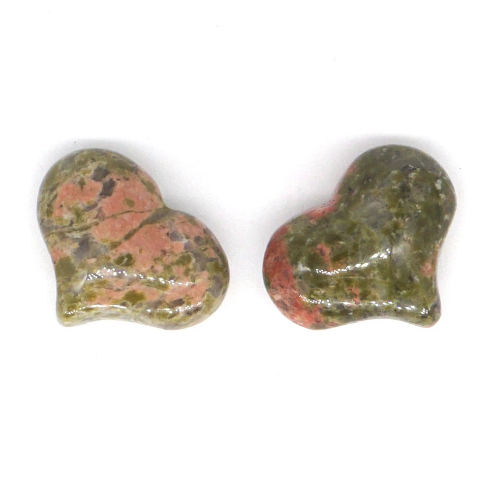 

1" Heart Shape Natural Gemstone Unakite Crystal Energy Reiki Healing Home Decor Collection Carving Palm Stone Love Gift