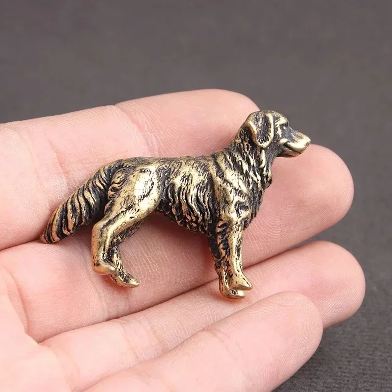 Antique Bronze Hound Statue Miniature Desktop Ornament Twelve Zodiac Animals Dog Figurine Tea Pet Home Decor Puppy Crafts