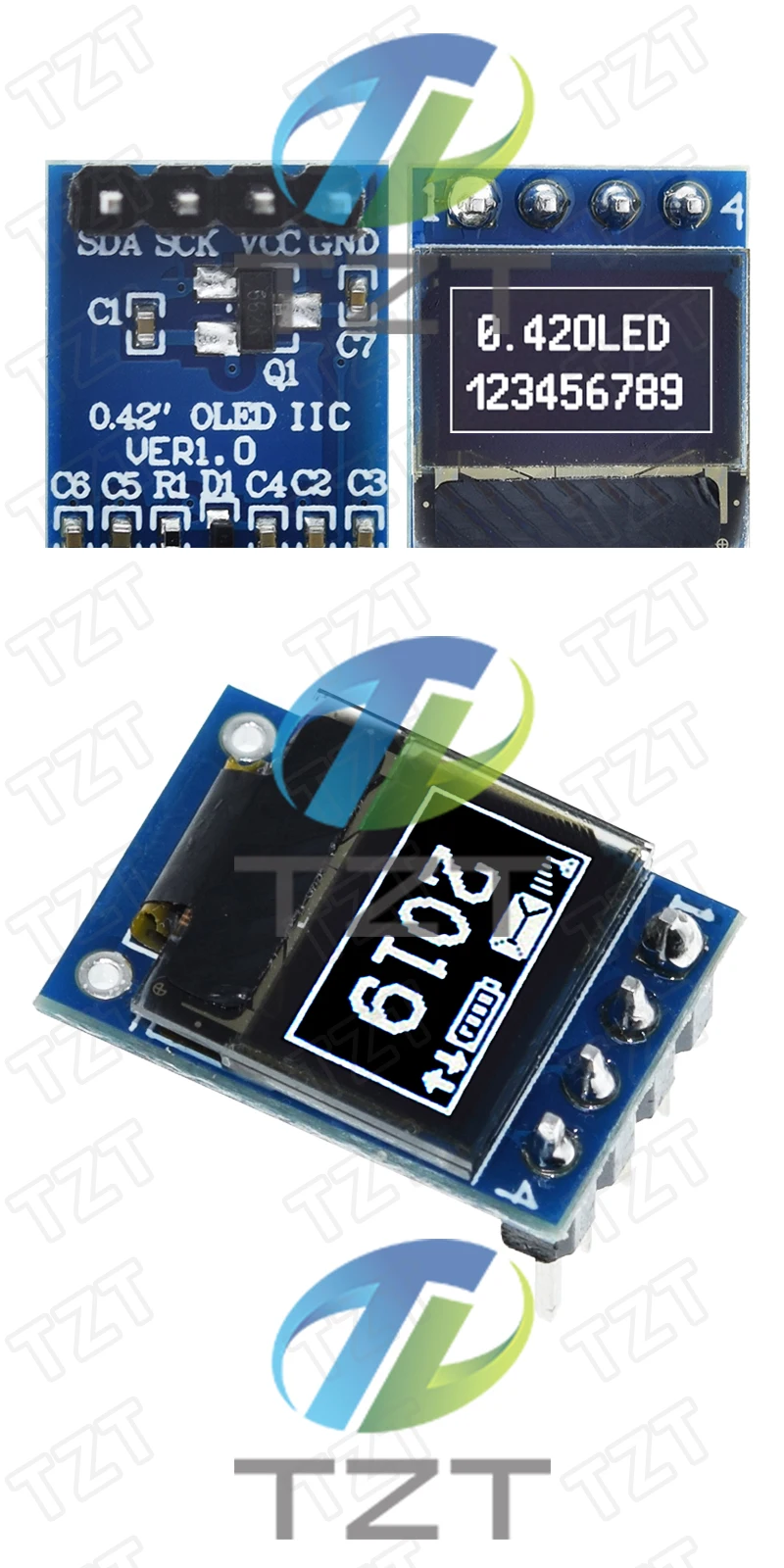 TZT 1/3PCS 0,42 "0,42 Zoll Weiß OLED Display LCD Modul 72X40 Seriellen Bildschirm Weiße Farbe I2C IIC/SPI Schnittstelle SSD1315 72*40 – Detail 3