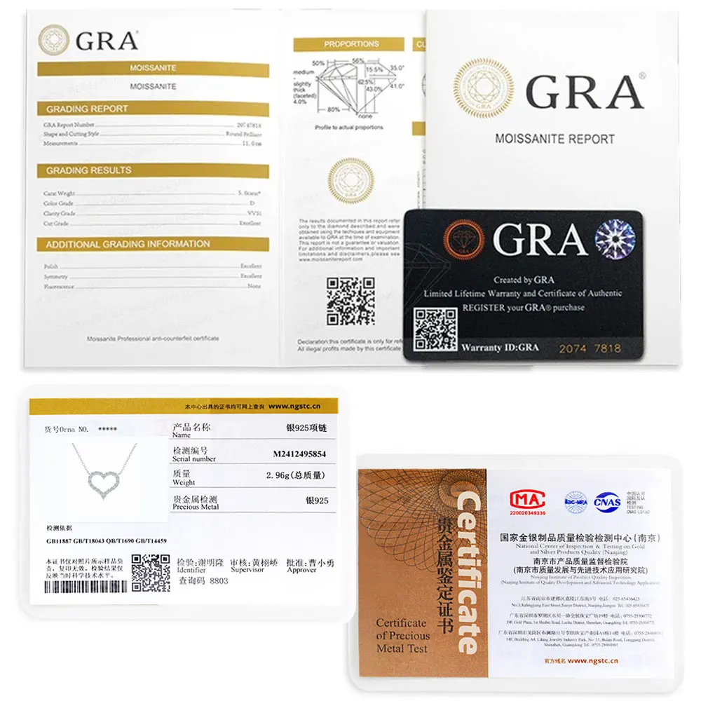 VVS1 Sparkling Moissanite Heart Pendant Necklace