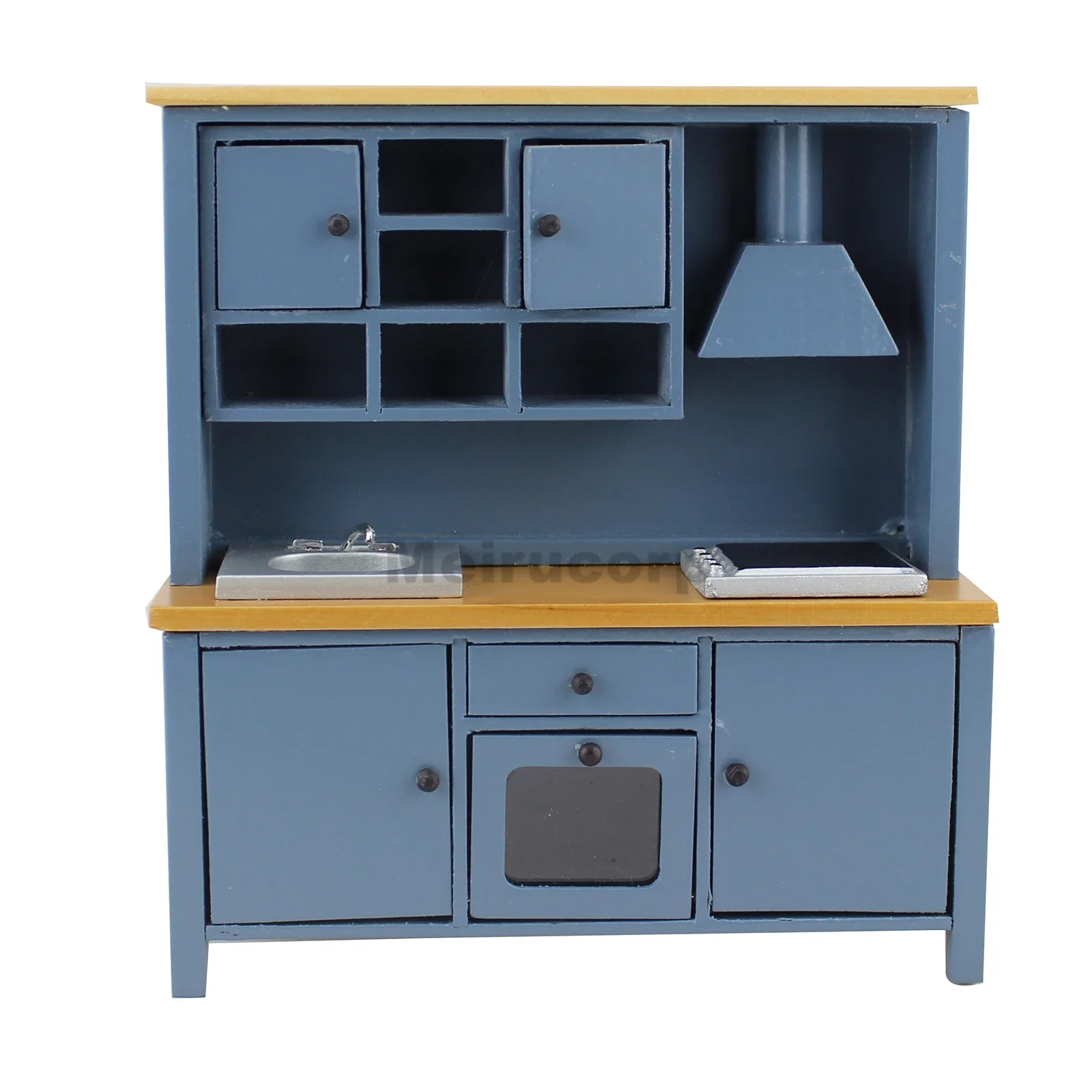 

Мелкий кукольный домик масштаб 1/12, миниатюрная мебель в средиземноморском стиле, деревянный кухонный шкаф ручной работы