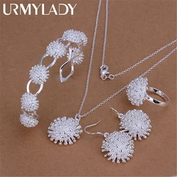 925 sterling Silver necklace earring bracelet rings Jewelry set for women Fireworks Pendant bangle Hot charm Fashion Party Gift