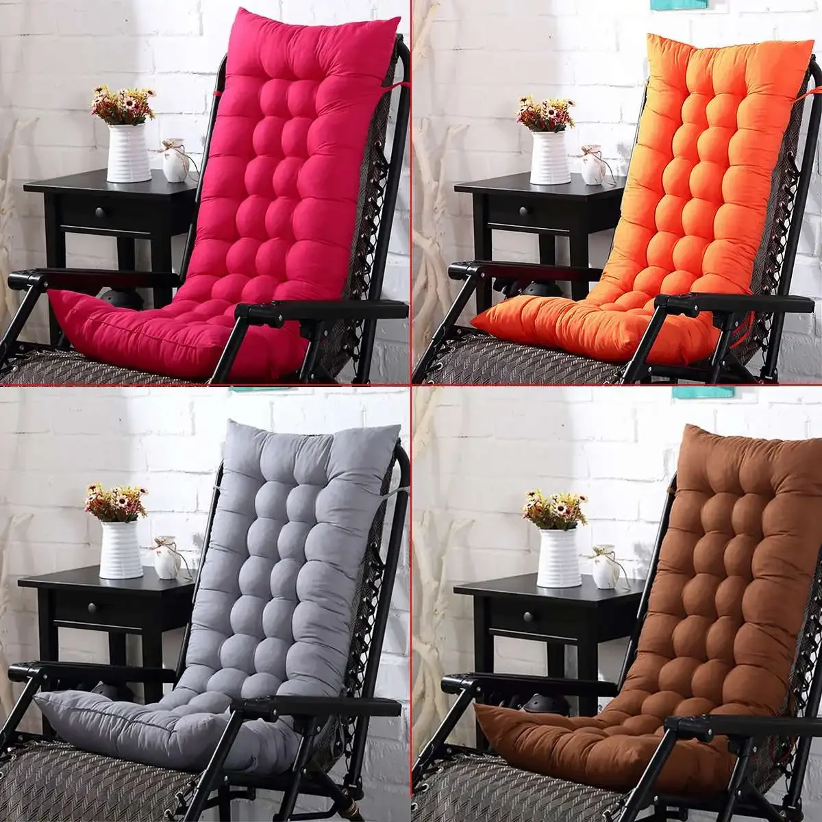 

Solid long Cushion Mat Cushion For Recliner Rocking Rattan Chair Folding Thick Garden Sun Lounge Seat Sofa Tatami Mat No Chair