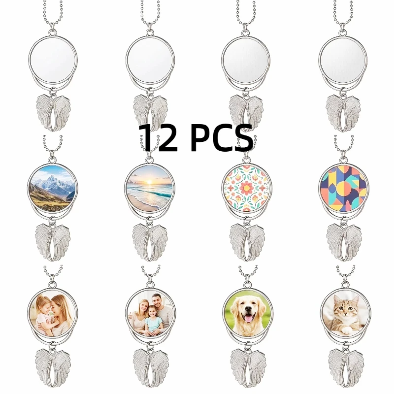 12 Pcs 천사 날개 사진 프레임 양면 승화 기념 블랭크 DIY 기념품 및 선물..