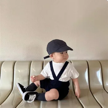 Summer Korean UNITIM Baby Boys 2PCS Clothes Set Cotton Short Sleeve T-shirts Strap Thin Shorts Suit Infant Boys Outfits 1