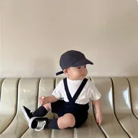 Summer Korean UNITIM Baby Boys 2PCS Clothes Set Cotton Short Sleeve T-shirts Strap Thin Shorts Suit Infant Boys Outfits