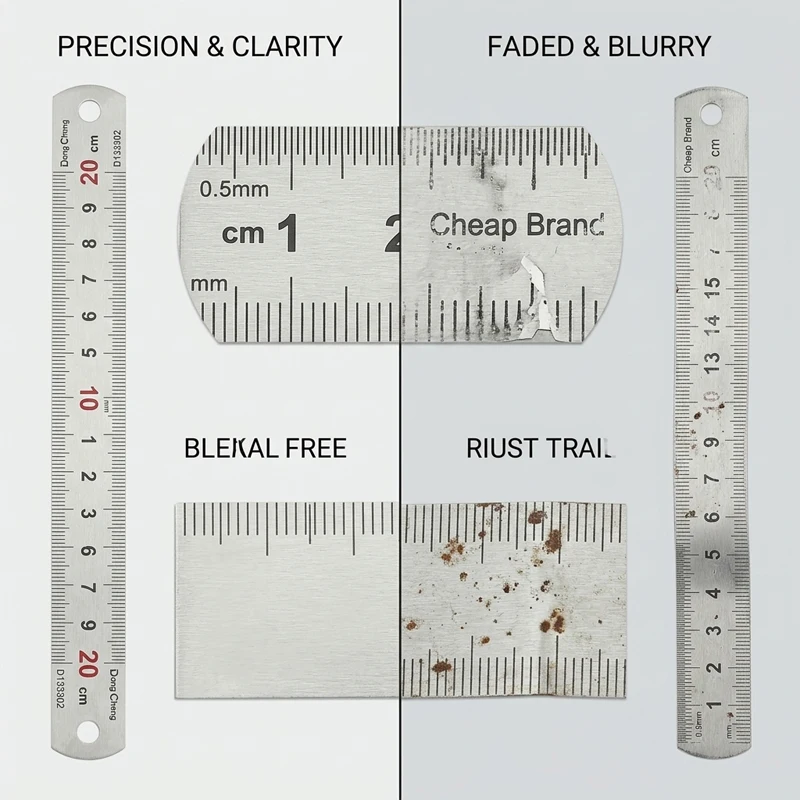 스테인레스 스틸 자 2Cr13 150mm 200mm 금속 직선형 1.76mm 두께 정밀 눈금 0.5mm 눈금 표시 엔지니어링 측정