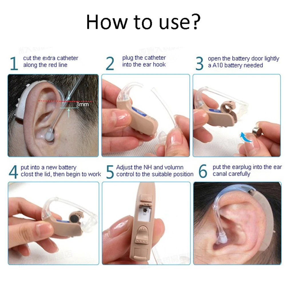 Hearing Amplifier Ear Tip Hearing Amplifier Sound Tube Connector Set Silicone Ear Tip Domes Accessory for BTE Hearing Amplifier 3