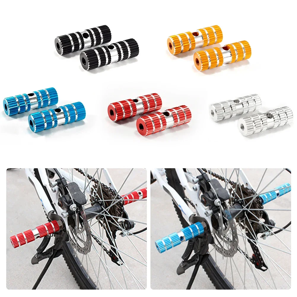 1 Pair Bike Pedals Axle Foot Rest Pegs Anti-Slip Aluminum Alloy BMX Mountain Road Cycling Bicycle Front Rear Socle Pedal