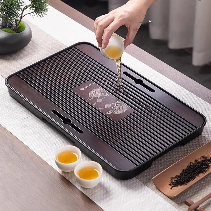 Chinese Natural Bamboo Tea Tray Water Storage Kung Fu Tea Set Rectangular Board Storage Tray Drainage Outlet tea tray,tea set